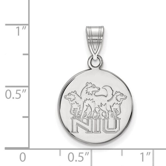10k White Gold Northern Illinois U. Medium Disc Pendant - Picture 2 of 3